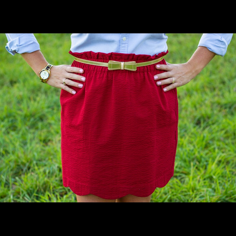 Lauren James Crimson Red Scalloped Skirt